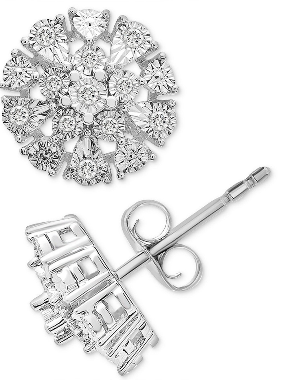 Diamond Flower Stud Earrings (1/10 ct. t.w.) in Sterling Silver